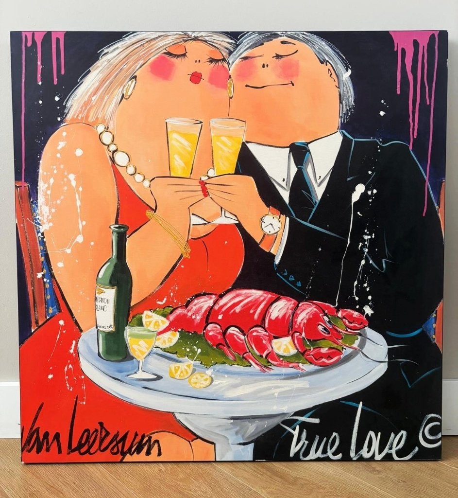 "True love" Dikke Dames Kunstdruk van El van Leersum, Ophalen, Overig onderwerp, Op houten frame, Overige materialen