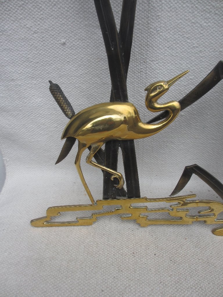 Vintage Messing Wandsculptuur Vogels jaren 50/60, Metaal, Wandsculptuur, Gebruikt, 46 cm