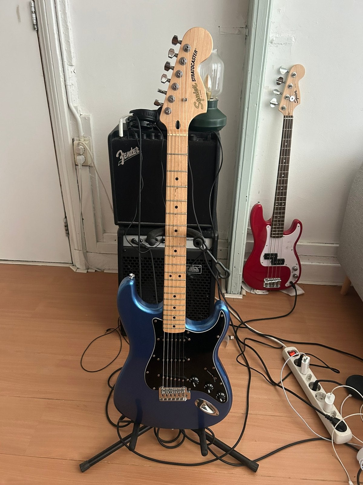 Blauw Affinity stratocaster, Ophalen of Verzenden, Gebruikt, Solid body, Fender