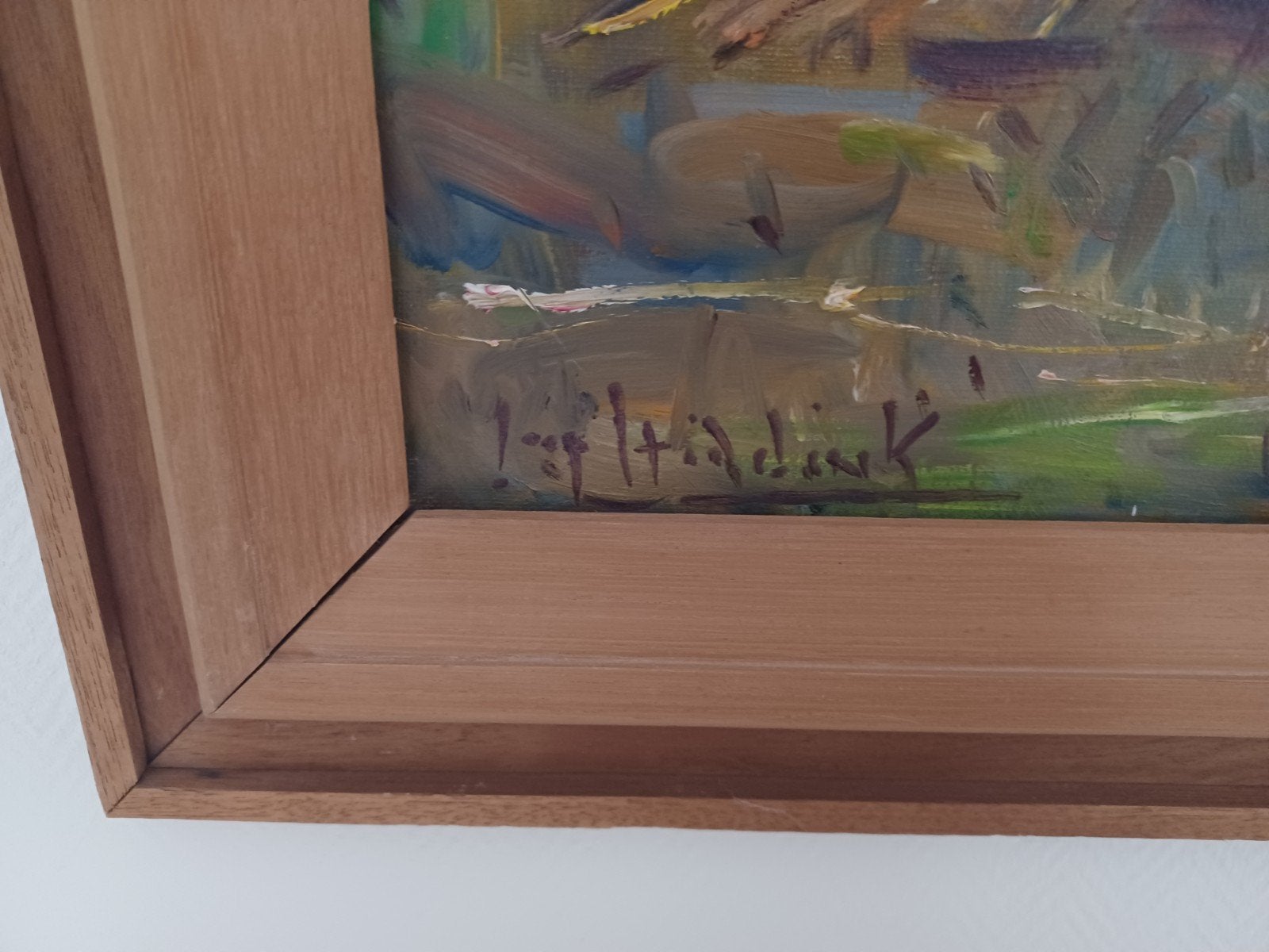 Olieverfschilderij 'Korenvelden' gesigneerd J.P. Hiddink, Ophalen