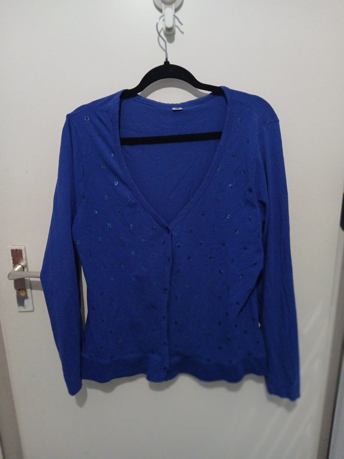 Blauw vestje met lange mouwen en glitterdetails, Kleding | Dames, Blauw, Maat 46/48 (XL) of groter, Ophalen of Verzenden, Onbekend