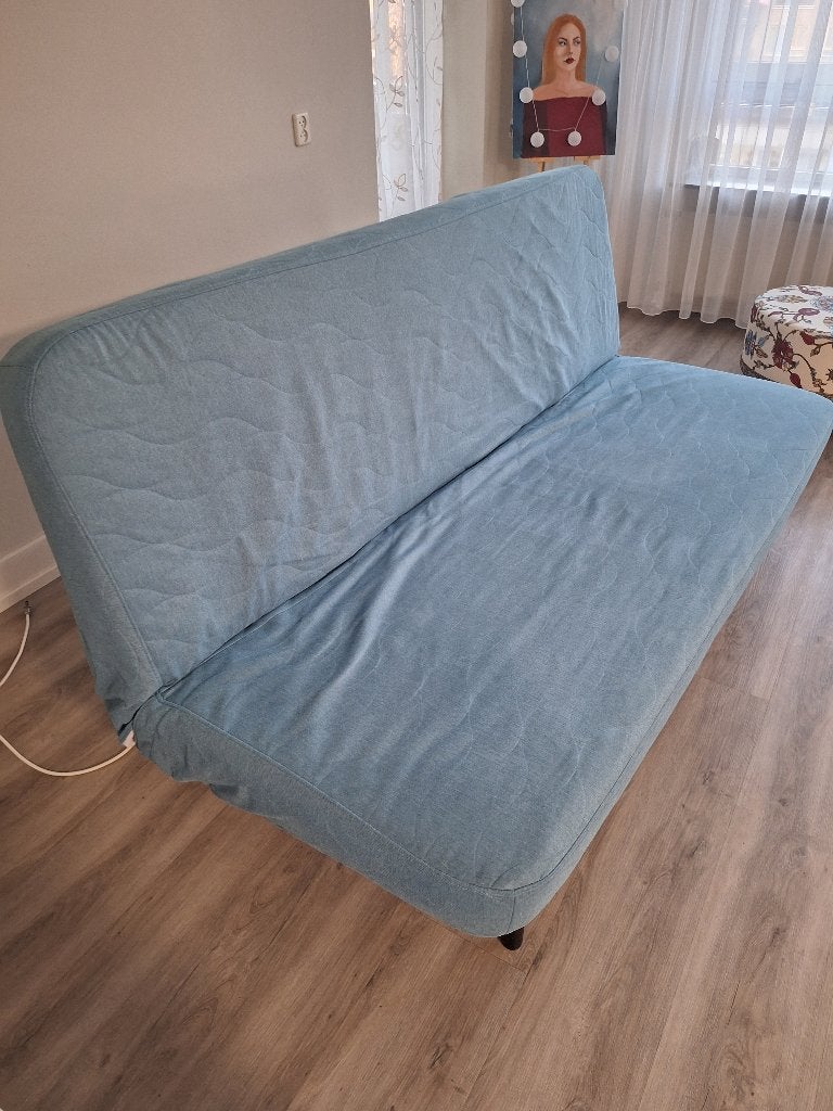 NYHAMN Ikea 3-zit slaapbank 140x200, Ophalen, Gebruikt, Blauw, Tweepersoons