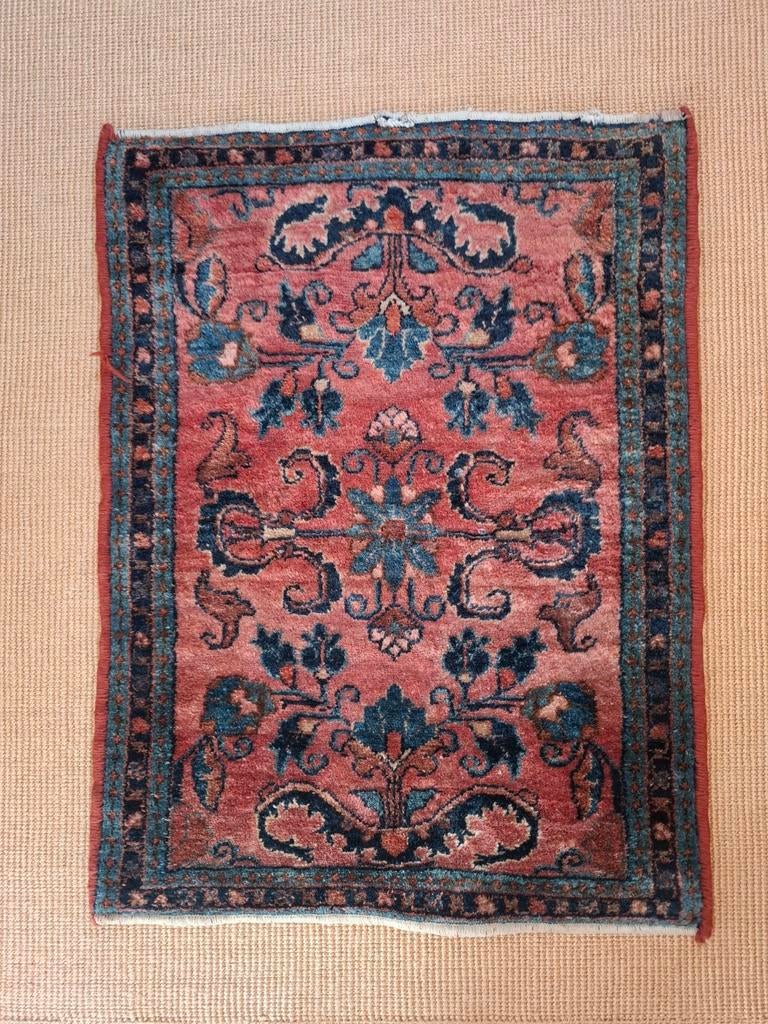 Vintage Perzisch tapijtje - Handgeknoopt rood/blauw, Antiek en Kunst, Antiek | Kleden en Textiel, Ophalen of Verzenden