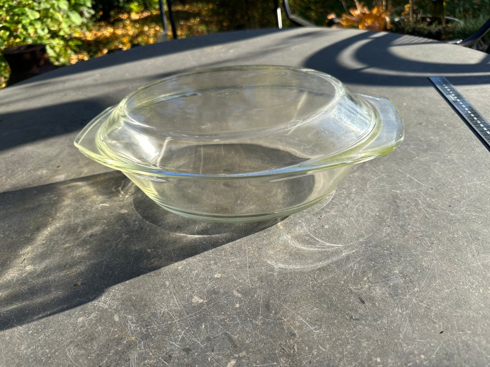 Glazen ovenschaal met deksel, Ophalen of Verzenden, Gebruikt, Glas, Overige typen