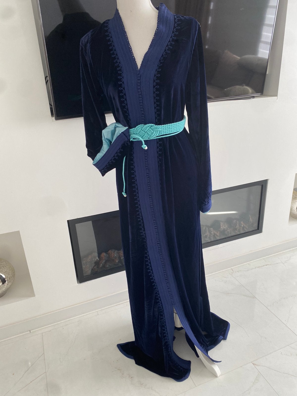 Caftan jurk, Maat 38/40 (M), Overige typen, Blauw, Ophalen of Verzenden