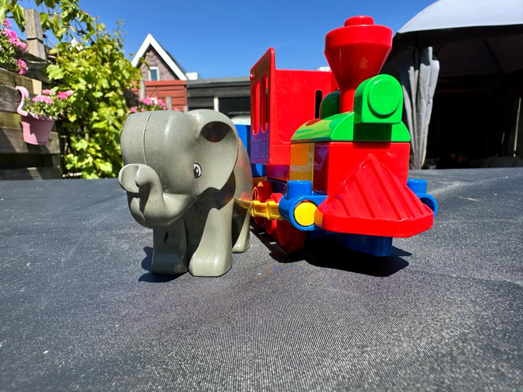 Duplo Circus Trein met Olifant - Kleurrijk Speelplezier, Inclusief minifiguren, Gebruikt, Overige thema's, Ophalen of Verzenden