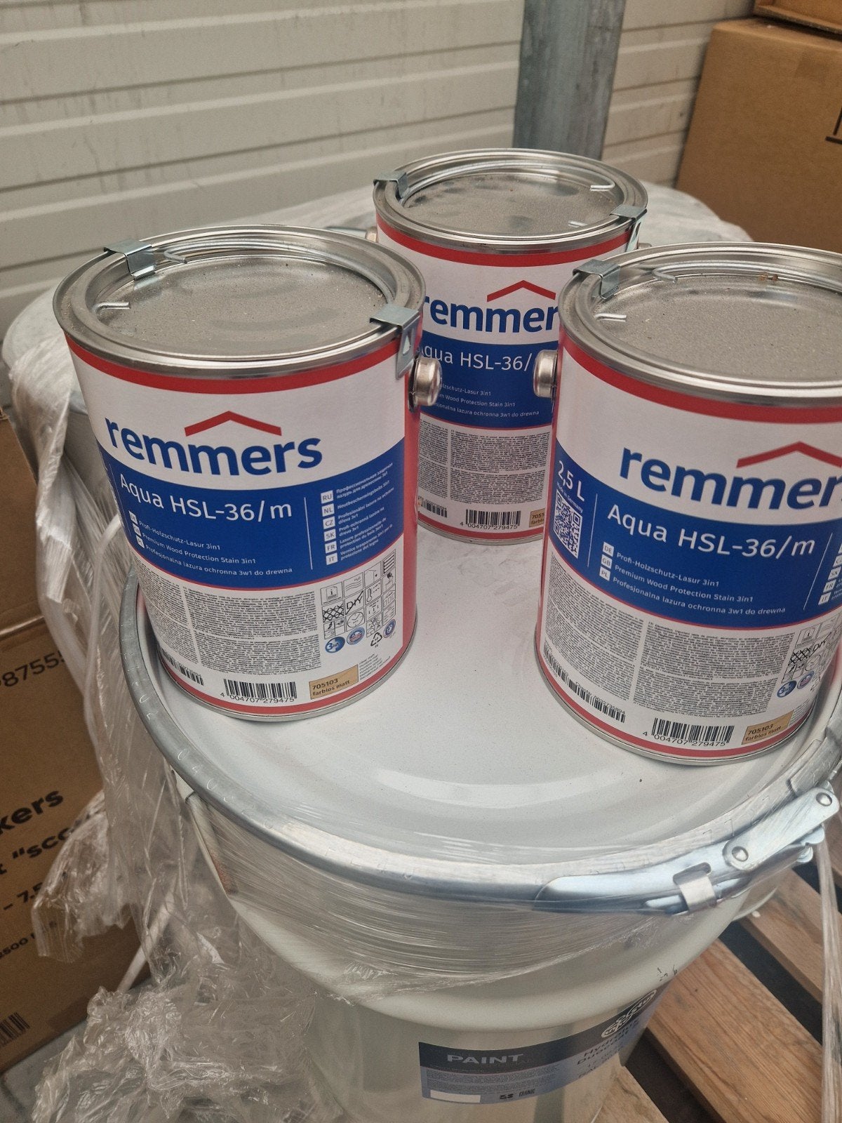 3 Nieuwe ongeopende blikken Remmers hsl 36 mat, Minder dan 5 liter, Ophalen of Verzenden, Nieuw, Beits