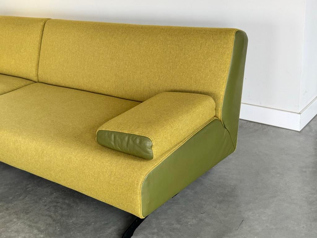 Montel hoekbank - Stof en leer - Groen  / vlekvrij, Montel, 250 tot 300 cm, Hoekbank, Leer