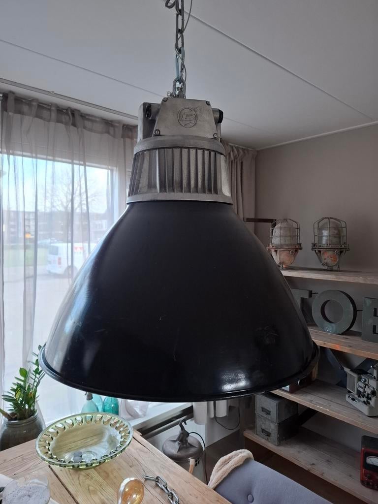 Industriële hanglamp Emaille vintage industrieel, Antiek en Kunst, Ophalen of Verzenden