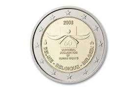Belgie - 2 euro 2008 - rechten van de mens, Verzenden, België, 2 euro, Losse munt