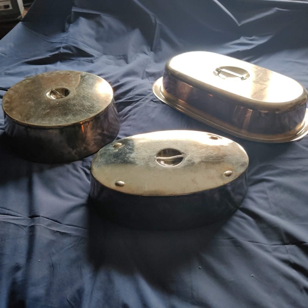 2 verzilverde brocante/vintage cloches + 1 cloche met schaal, Ophalen