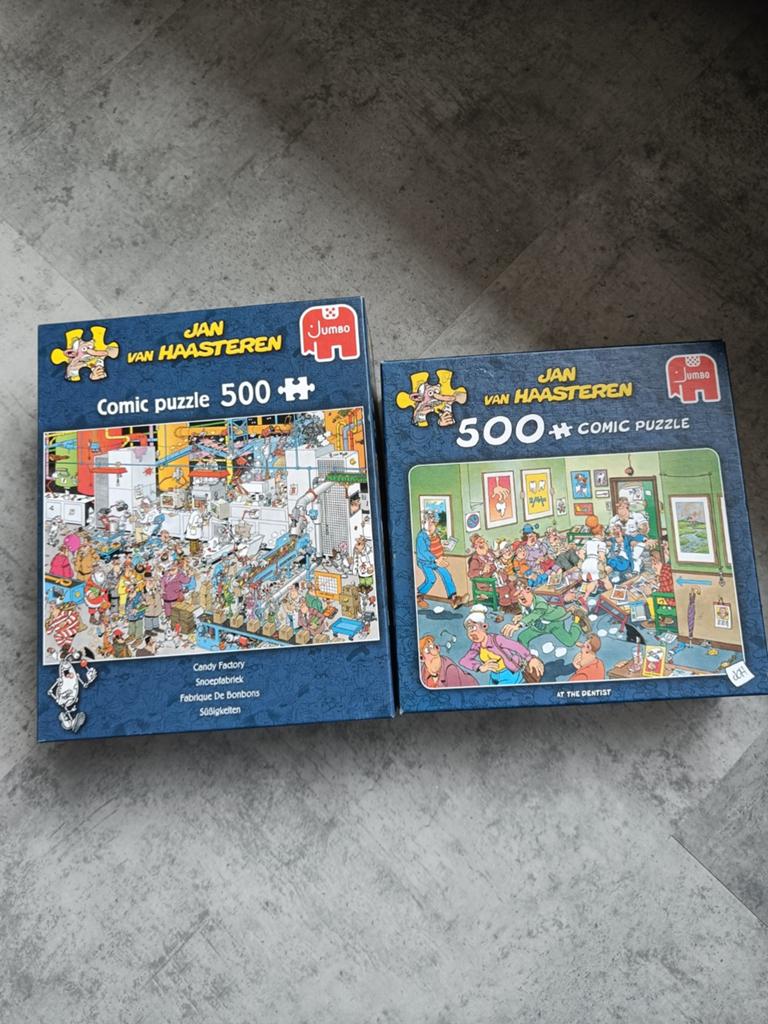 Van Haasteren puzzels De snoepfabriek/bij de tandarts, Ophalen of Verzenden, 500 t/m 1500 stukjes, Zo goed als nieuw, Legpuzzel