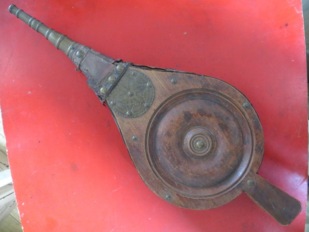 blaasbalg met gegoten messing tuit  18e eeuw, Antiek en Kunst, Ophalen of Verzenden