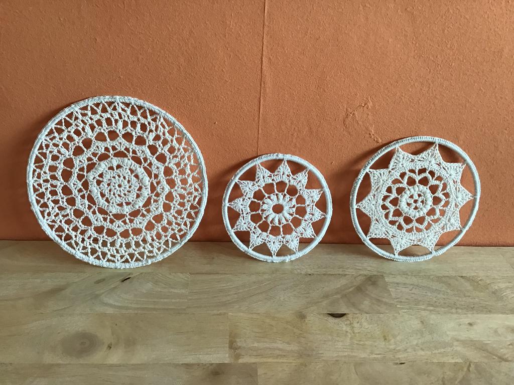3 kleine mandala’s, Ophalen, Handgemaakt, 15 cm, Nieuw