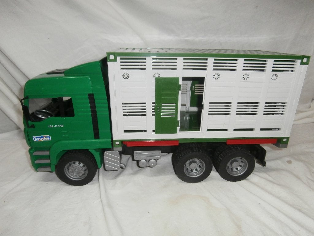 Bruder MAN TGA truck met vee afzetcontainer en koe, Ophalen, Zo goed als nieuw