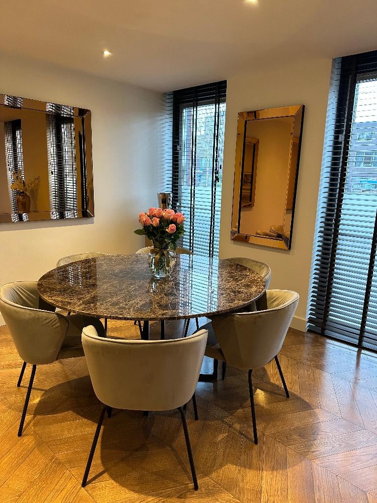 Ronde marmeren tafel 160cm, Huis en Inrichting, Tafels | Eettafels, Ophalen, Overige materialen, 150 tot 200 cm, Rond