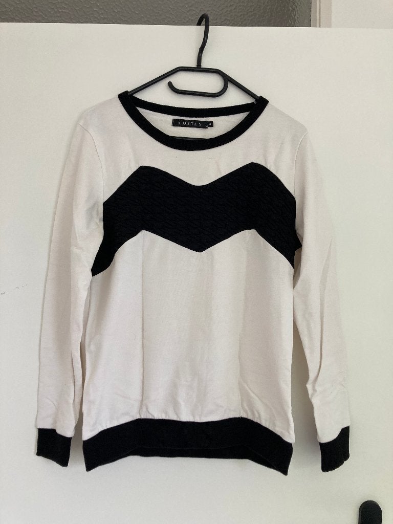 Costes trui longsleeve sweater M long sleeve shirt wit zwart, Kleding | Dames, Truien en Vesten, Maat 38/40 (M), Wit, Ophalen of Verzenden