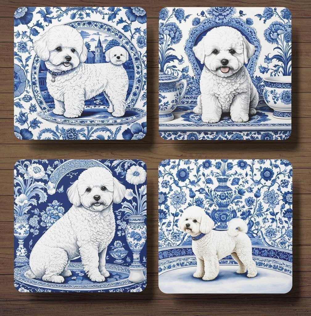 Bichon Delfts Blauw onderzetters met houder, Ophalen of Verzenden, Nieuw