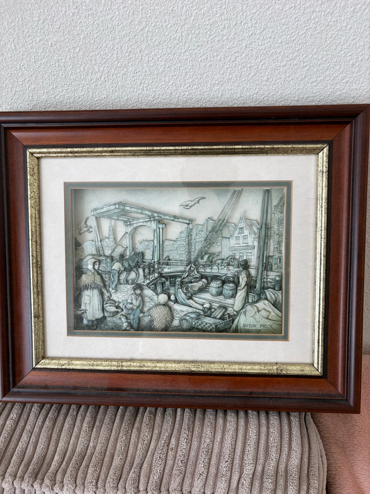 Anton Pieck Schilderij - Stadsgezicht - Bieden vanaf €10, Antiek en Kunst, Kunst | Schilderijen | Klassiek, Ophalen, Tekening