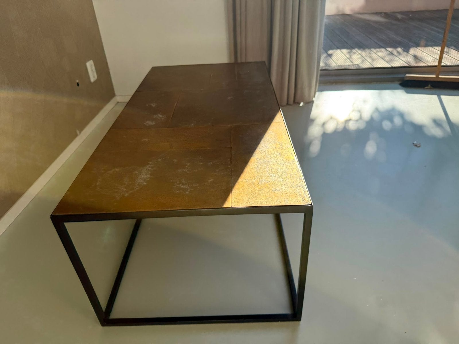 Dutchbone Lee salontafel – koper/messing, Ophalen, Gebruikt, 100 tot 150 cm, 50 tot 100 cm