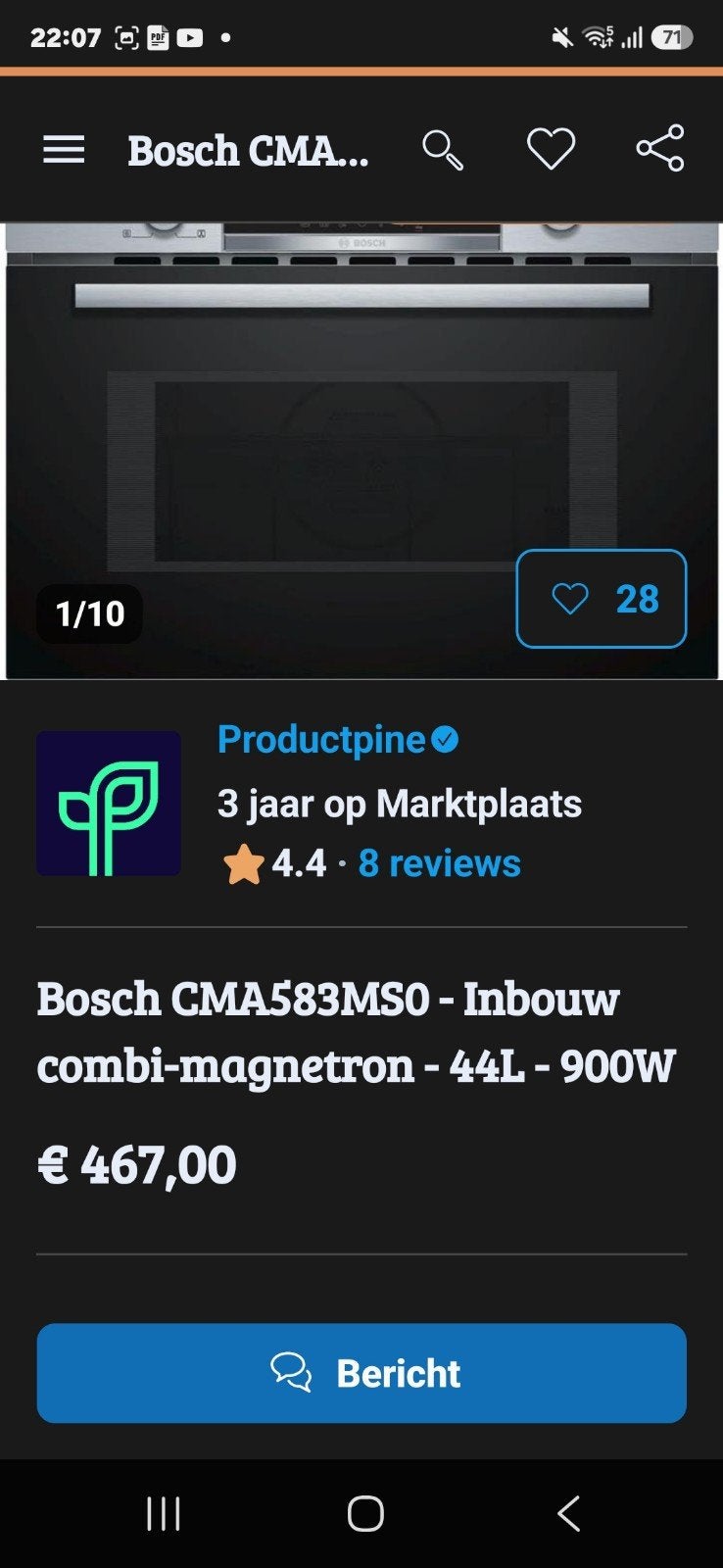 inbouw combi magnetron oven, Ophalen, Overige typen, Overige stijlen, Glas