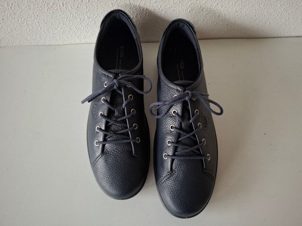 Ecco Soft 2.0 Low  ( MAAT 43 ) blauwe leren sneakers ZGAN, Verzenden, Zo goed als nieuw, Blauw, Sneakers of Gympen