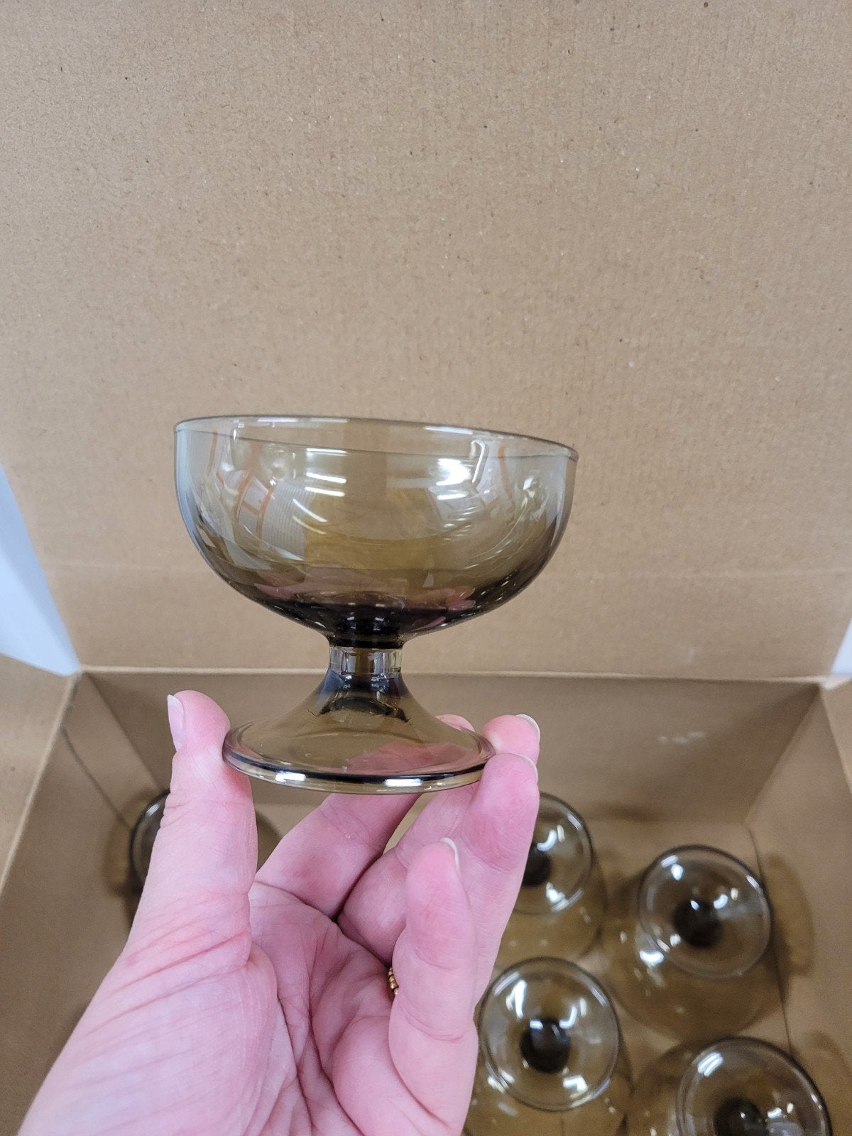 12x kleine schaaltjes van rookglas, Ophalen of Verzenden, Zo goed als nieuw, Overige typen