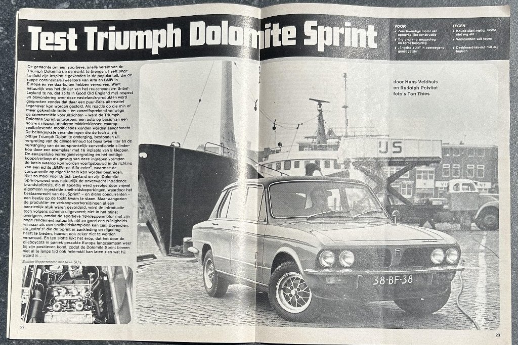 Triumph Dolomite Sprint test in Autovisie 1974, Boeken, Auto's | Folders en Tijdschriften, Gelezen, Ophalen of Verzenden, Overige merken