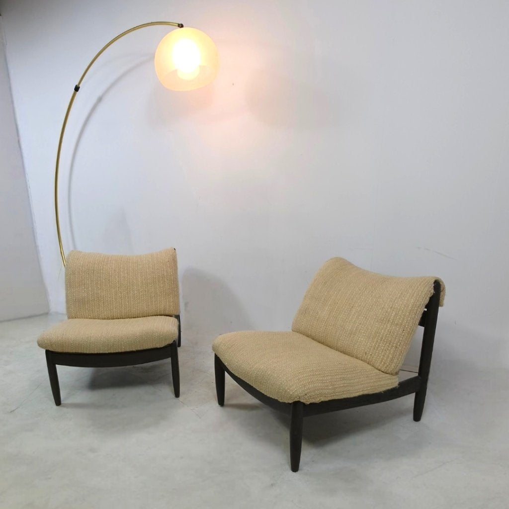 2x fauteuil Carl Straub 60s brutalist modulair wol bekleding, Ophalen, 75 tot 100 cm, Zo goed als nieuw, Stof