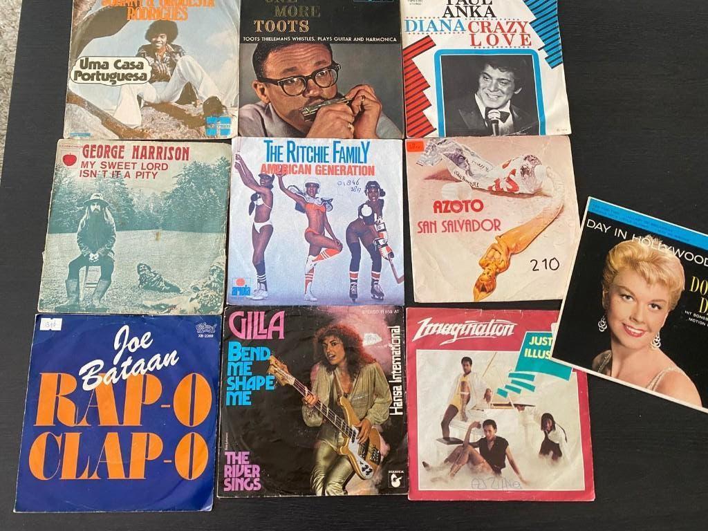 10x single, 7", oa Doris day, Paul Anka, George Harrison., Cd's en Dvd's, Vinyl Singles, Gebruikt, Overige genres, 7 inch, Single