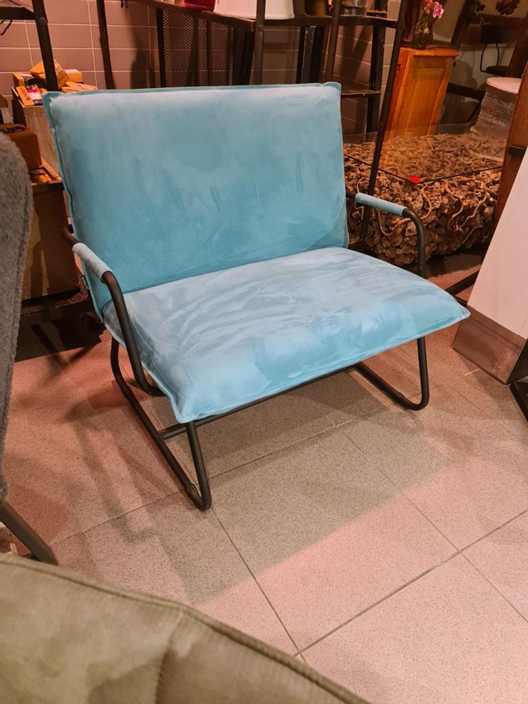 Nieuwe bronx71 loveseat Paris semi velvet turquoise €145, Huis en Inrichting, Fauteuils, Nieuw, Hout, Kunststof, Metaal, Stof