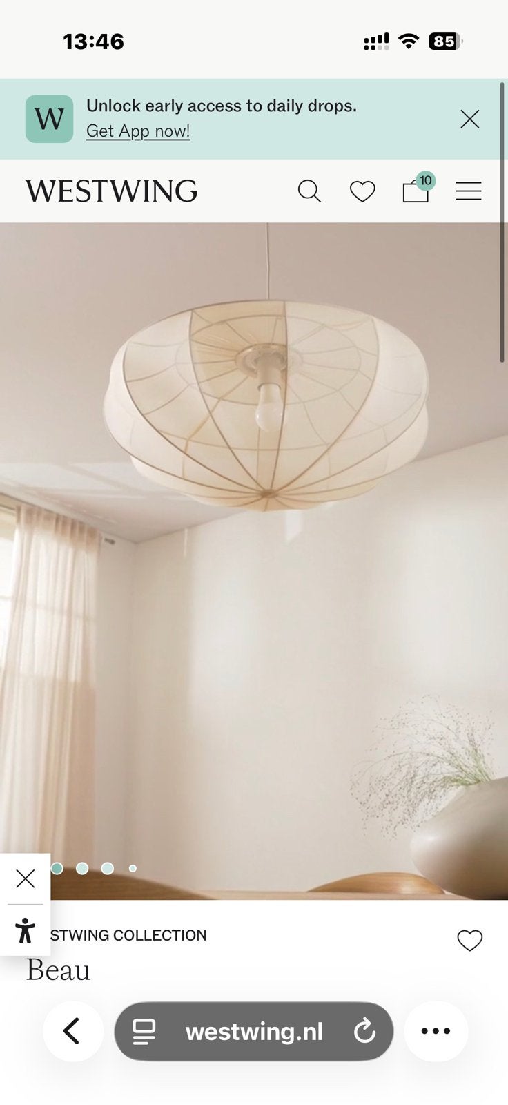 Westwing mesh pendant light, Ophalen, Zo goed als nieuw, Beige, Rond