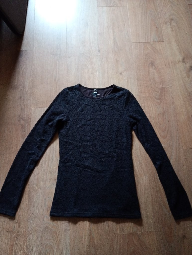Zwarte kanten longsleeve van LMTD, maat 170-176, LMTD, Meisje, Ophalen of Verzenden, Zo goed als nieuw