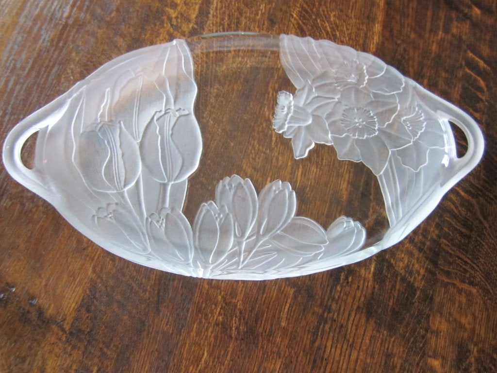 Grote ovale Mikasa crystal serveerschaal met grips, Verzenden