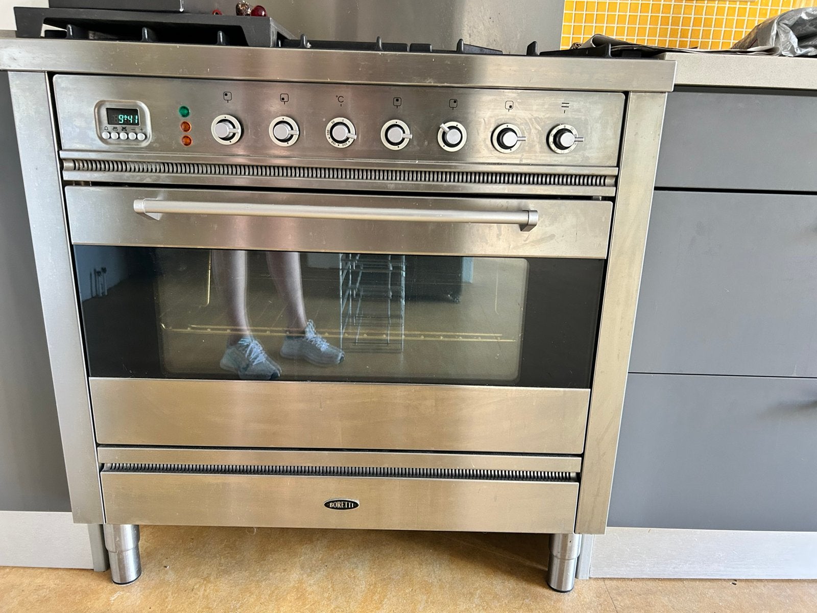 Boretti gasfornuis met elektrische oven 90cm breed, Ophalen, Gebruikt, Warmhoudplaat, 60 cm of meer