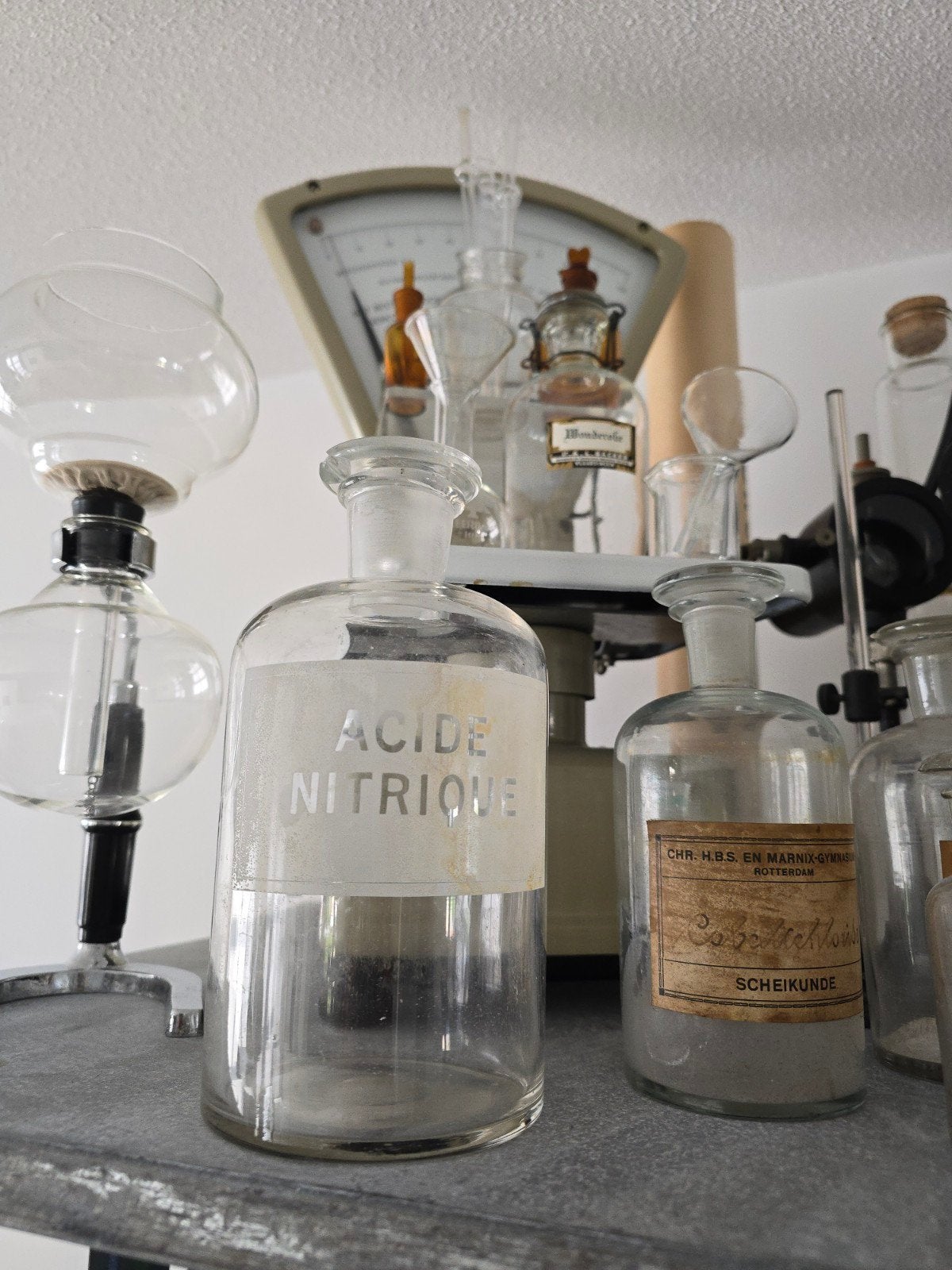 Antiek grote Apothekersfles Salpeterzuur ACIDE NITRIQU €25, Ophalen of Verzenden