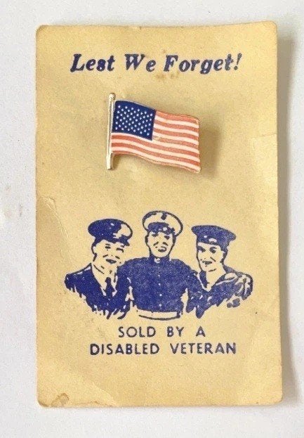 USA - Amerikaanse vlag - veteranenspeldje, Verzamelen, Verzenden, Landmacht, Amerika, Embleem of Badge