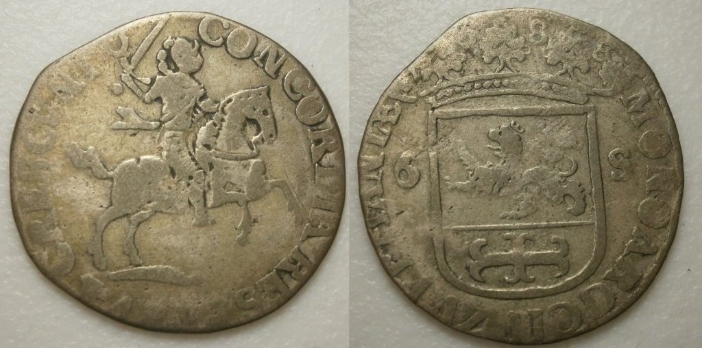 1] Zutphen Rijderschelling 1688 met helmbos, Postzegels en Munten, Munten | Nederland, Vóór koninkrijk, Zilver, 25 cent, Ophalen of Verzenden