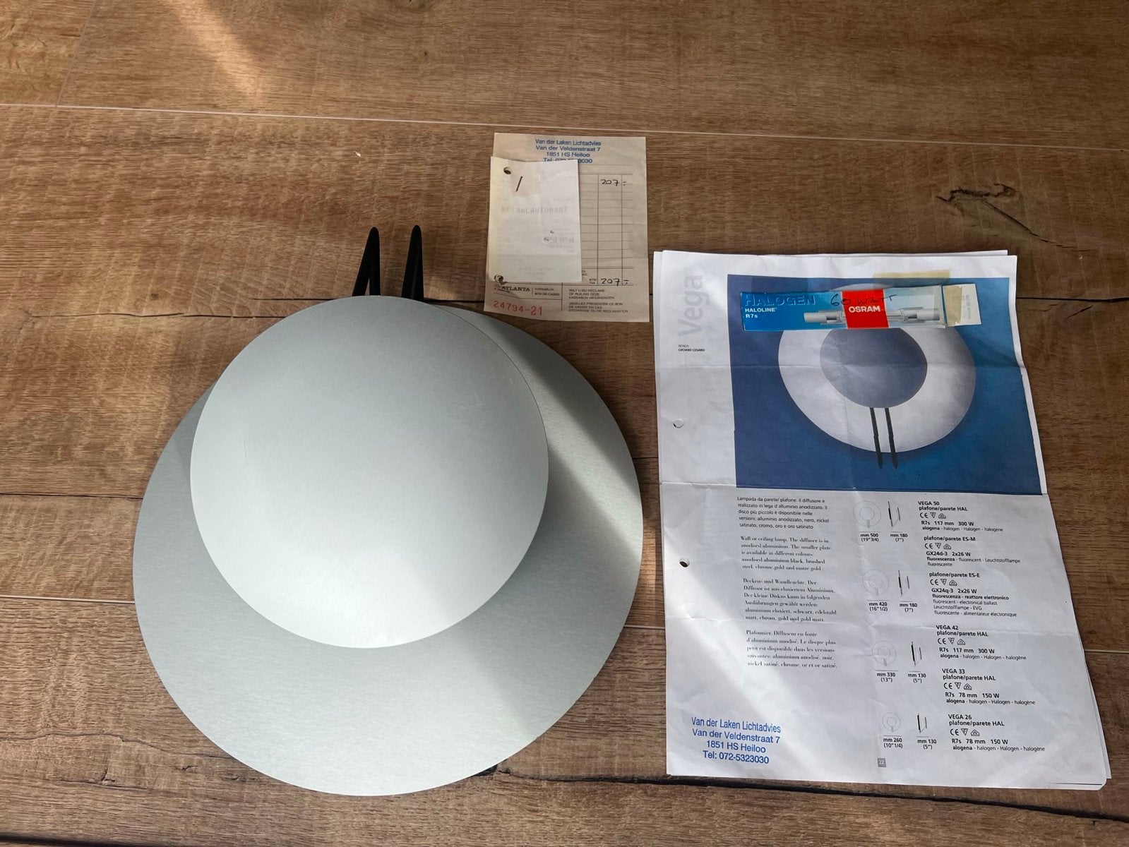 Design wandlamp/plafondlamp Vega (nieuw), Ophalen of Verzenden, Nieuw