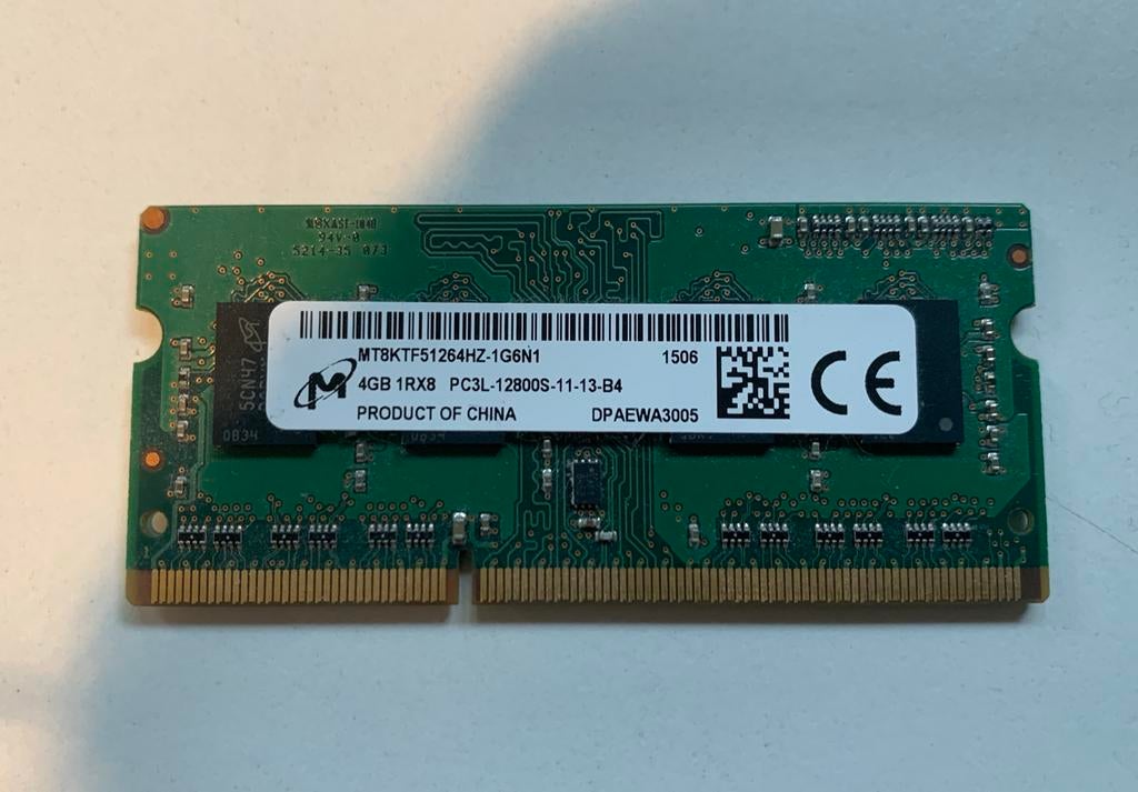 Laptop RAM 4GB DDR3L, MT8KTF51264HZ-1G6N1, Gebruikt, Verzenden, DDR3, Laptop