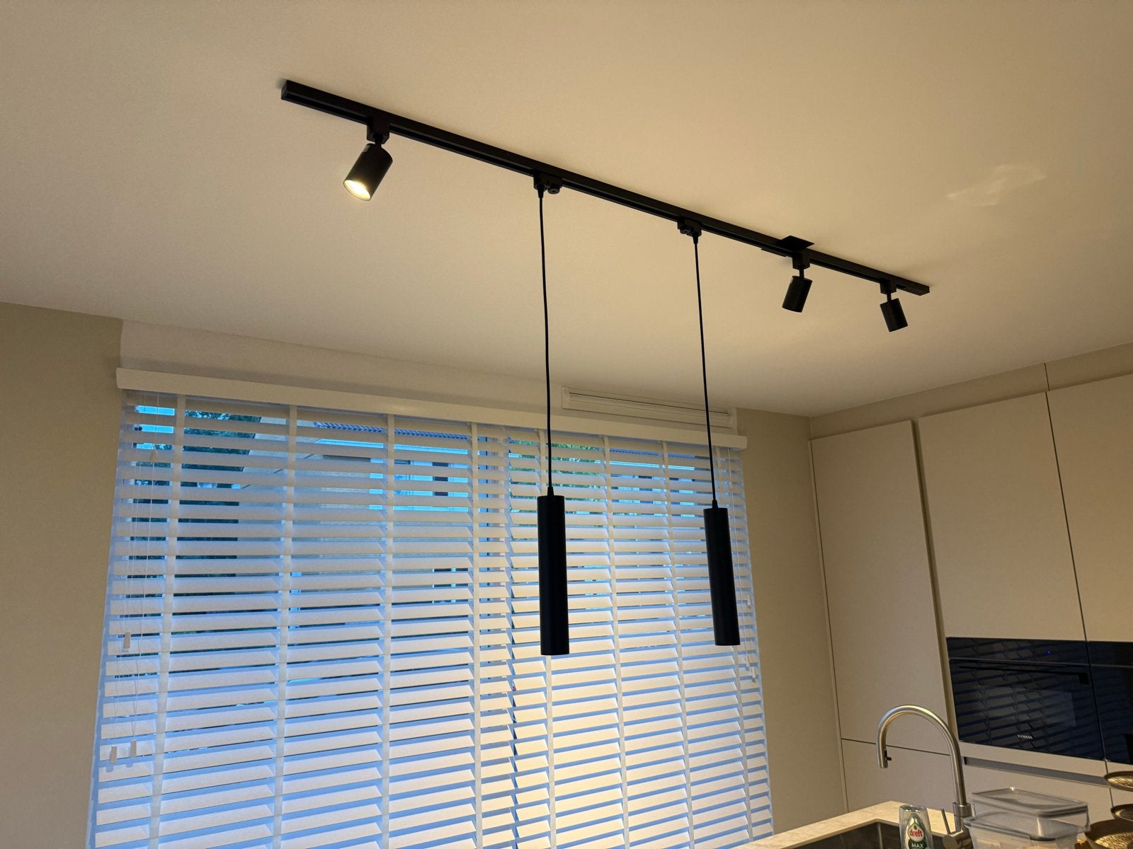Industriële Qub lamp met 5 spots ~ 1.90m, Ophalen, Zo goed als nieuw, Metaal, GU10