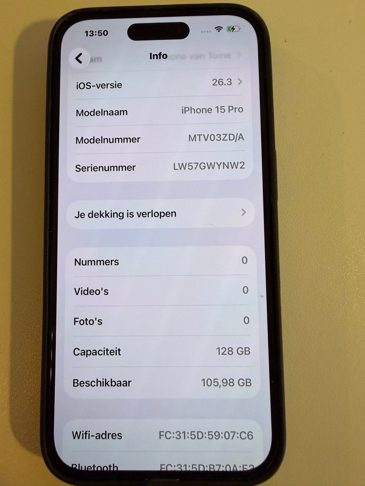 iPhone 15 Pro 128GB - Zeer nette staat, 86% batterij, Telecommunicatie, Mobiele telefoons | Apple iPhone, Ophalen, 128 GB, Zwart