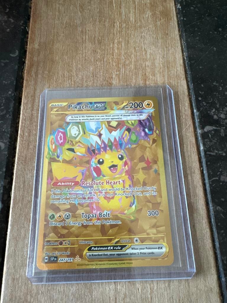 Pikachu EX Tera Gold Rare Pokémon Kaart (247/197), Verzenden, Zo goed als nieuw, Losse kaart, Foil