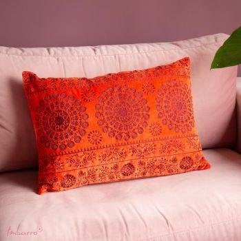 Imbarro Nobile Sierkussen Oranje Donkerrood, Imbarro, Imbarro, Met print, Vierkant
