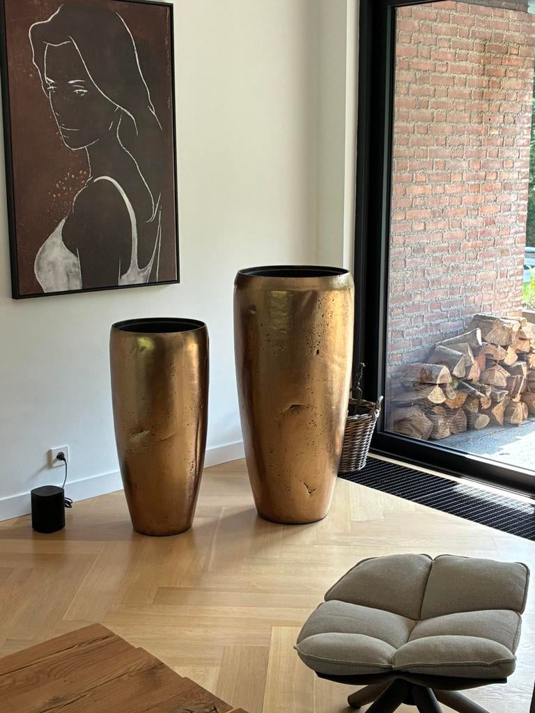 OPUS XL bronzen bloempotten, vazen per 2 stuks, Ophalen, Overige materialen, Overige kleuren, Zo goed als nieuw