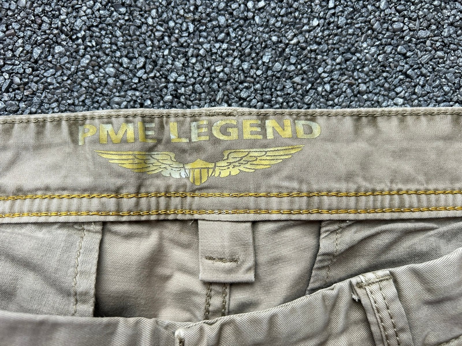 Zgan kaki korte broek van PME Legend in de maat 34., Ophalen of Verzenden, Zo goed als nieuw, Maat 52/54 (L), Beige