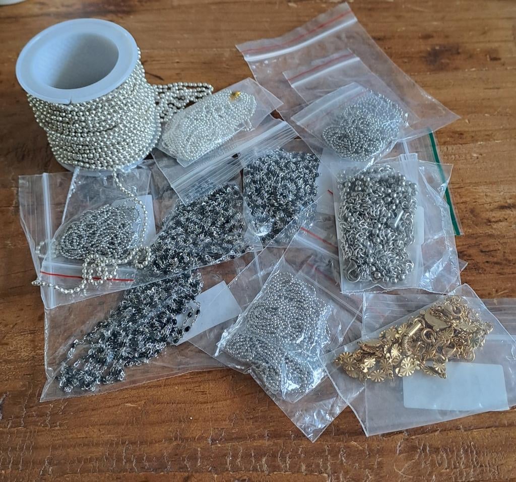 Partij RVS Jasseron kettingen voor sieraden maken, Ophalen, Gebruikt, Zilver, Overige materialen
