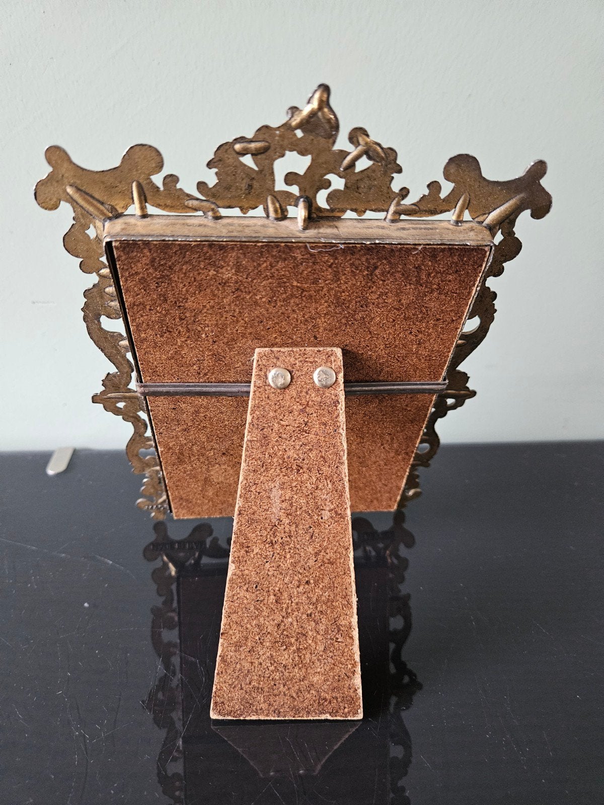 Vintage fotolijst, messing, Made in Italy, DEPOSE, Gebruikt, Met sierrand, Ophalen of Verzenden, Fotolijst