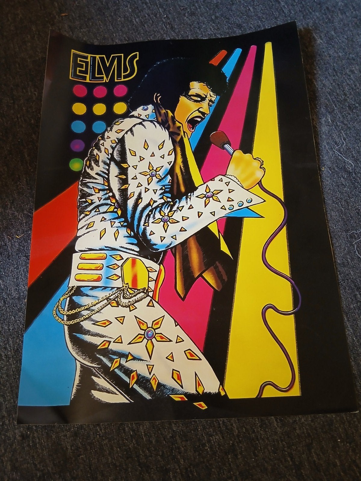 Vintage Elvis Presley Poster - Kleurrijk Artwork, Verzenden, Gebruikt, Poster, Artwork of Schilderij