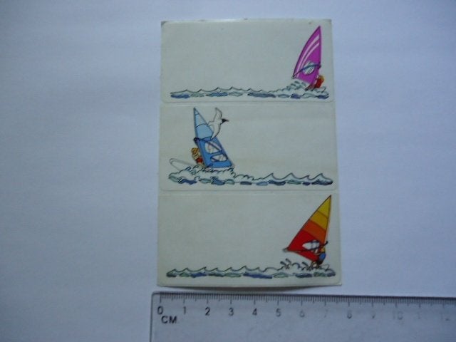 sticker oud WINDSURF School ETIKET strip surf board retro, Verzenden, Zo goed als nieuw, Bedrijf of Vereniging